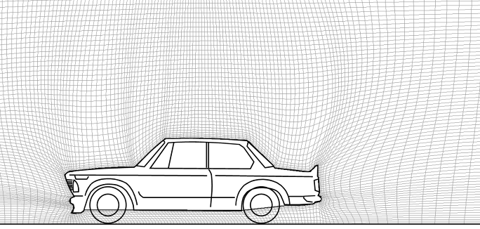 Structured generalized mesh around the vehicle.
