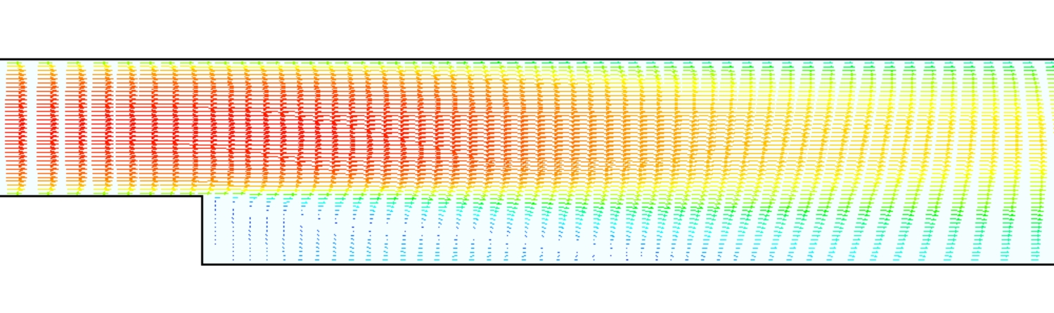Turbulent flow over a backward facing step