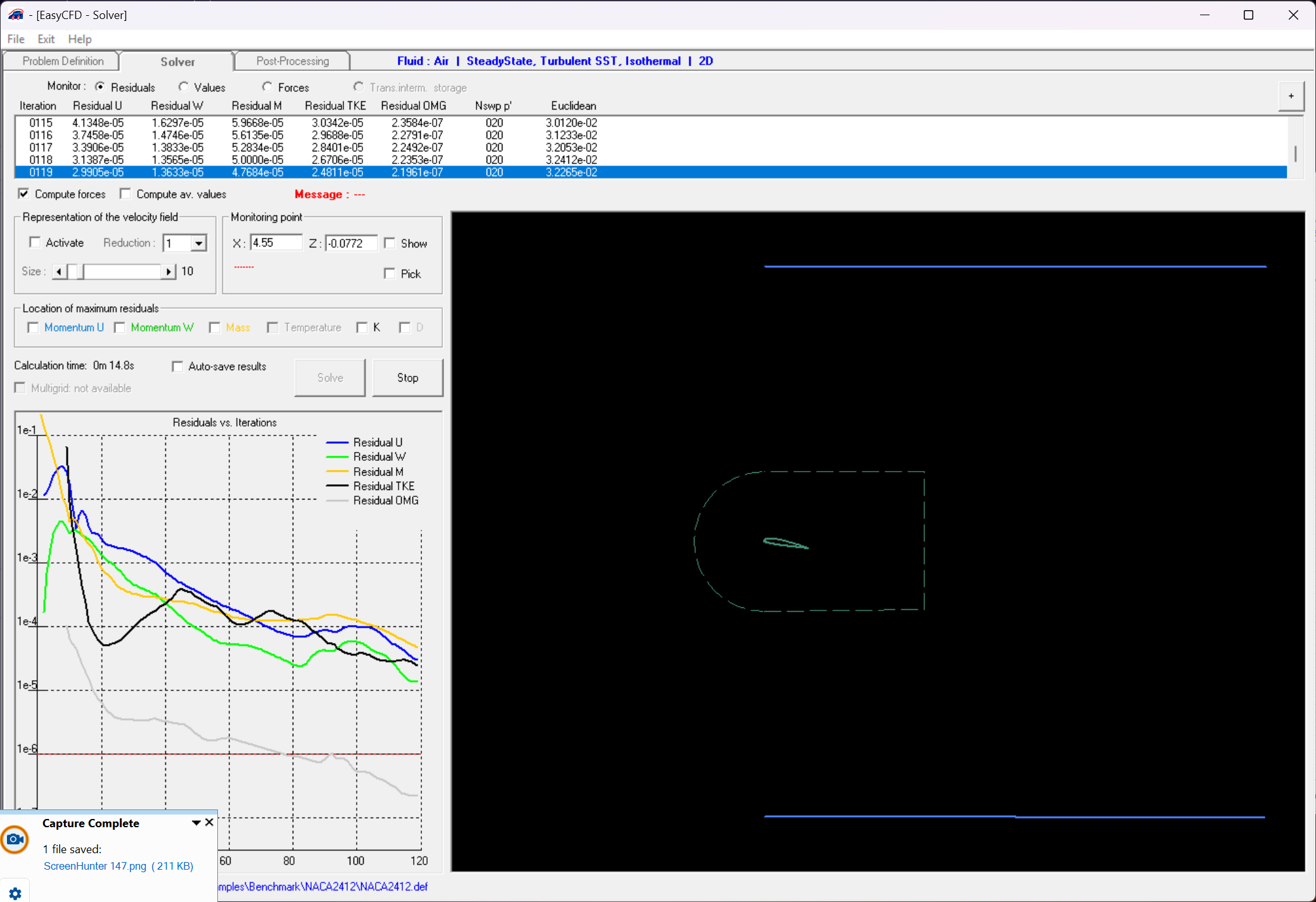 EasyCFD solver monitor